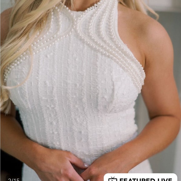 Chic White Halter Wedding Dress - Picture 2 of 8